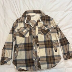 Plaid Shirt in Brown and Cream